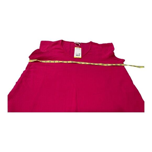 NWT three dots Hot Pink Medium Flutter Sleeve Blouse - Picture 5 of 8